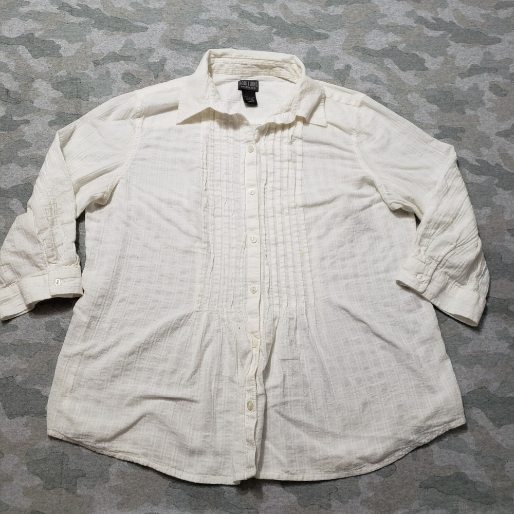 Chico's Top Womens 2 White Half Sleeve Button-Up